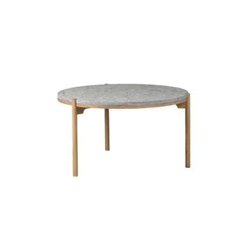 Dondo coffee table white pigmented oak Ø80 cm - Honed limestone - Mavis