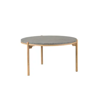 Dondo coffee table white pigmented oak Ø80 cm - Honed limestone - Mavis
