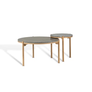 Dondo coffee table white pigmented oak Ø80 cm - Honed limestone - Mavis