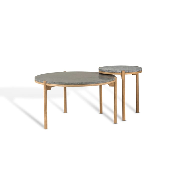 Dondo coffee table white pigmented oak Ø80 cm, Honed limestone Mavis