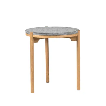 Dondo side table white pigmented oak Ø45 cm - Honed limestone - Mavis
