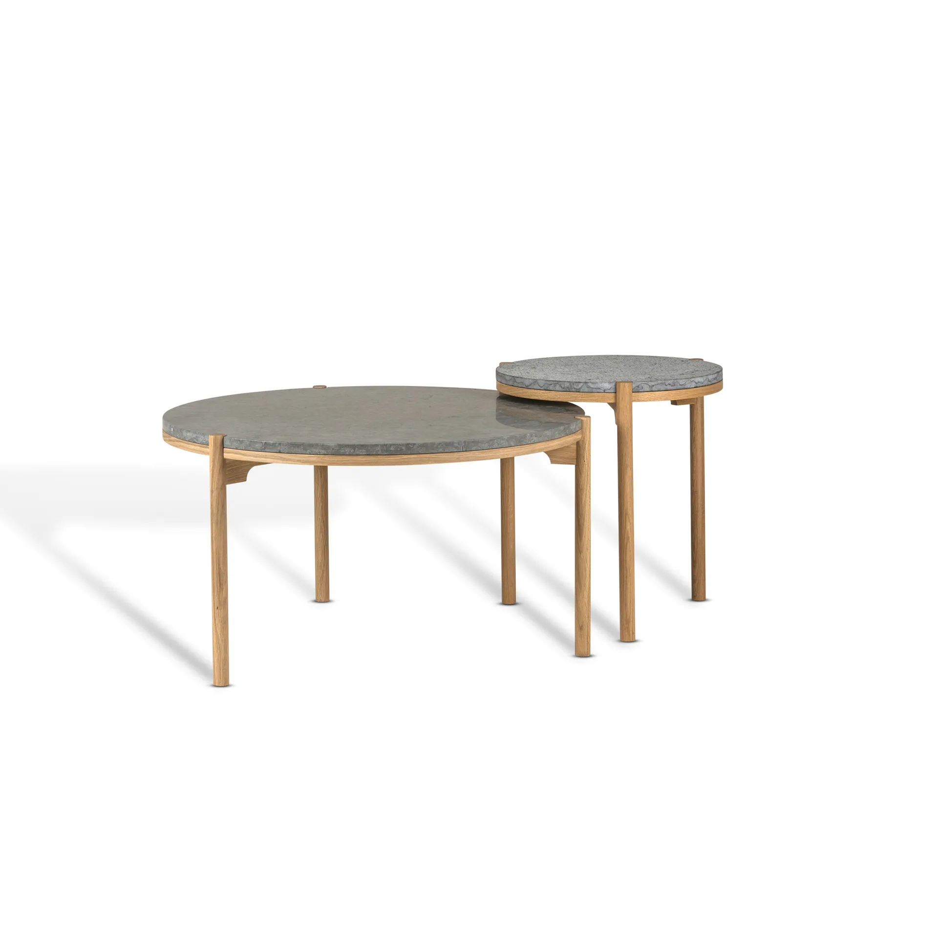 Dondo side table white pigmented oak Ø45 cm, Honed limestone Mavis