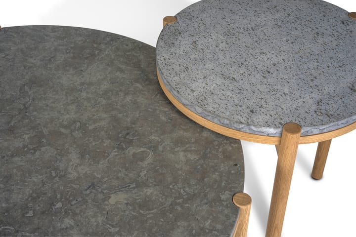 Dondo side table white pigmented oak Ø45 cm, Honed limestone Mavis