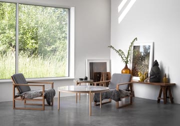 Dondo side table white pigmented oak Ø45 cm - Honed limestone - Mavis
