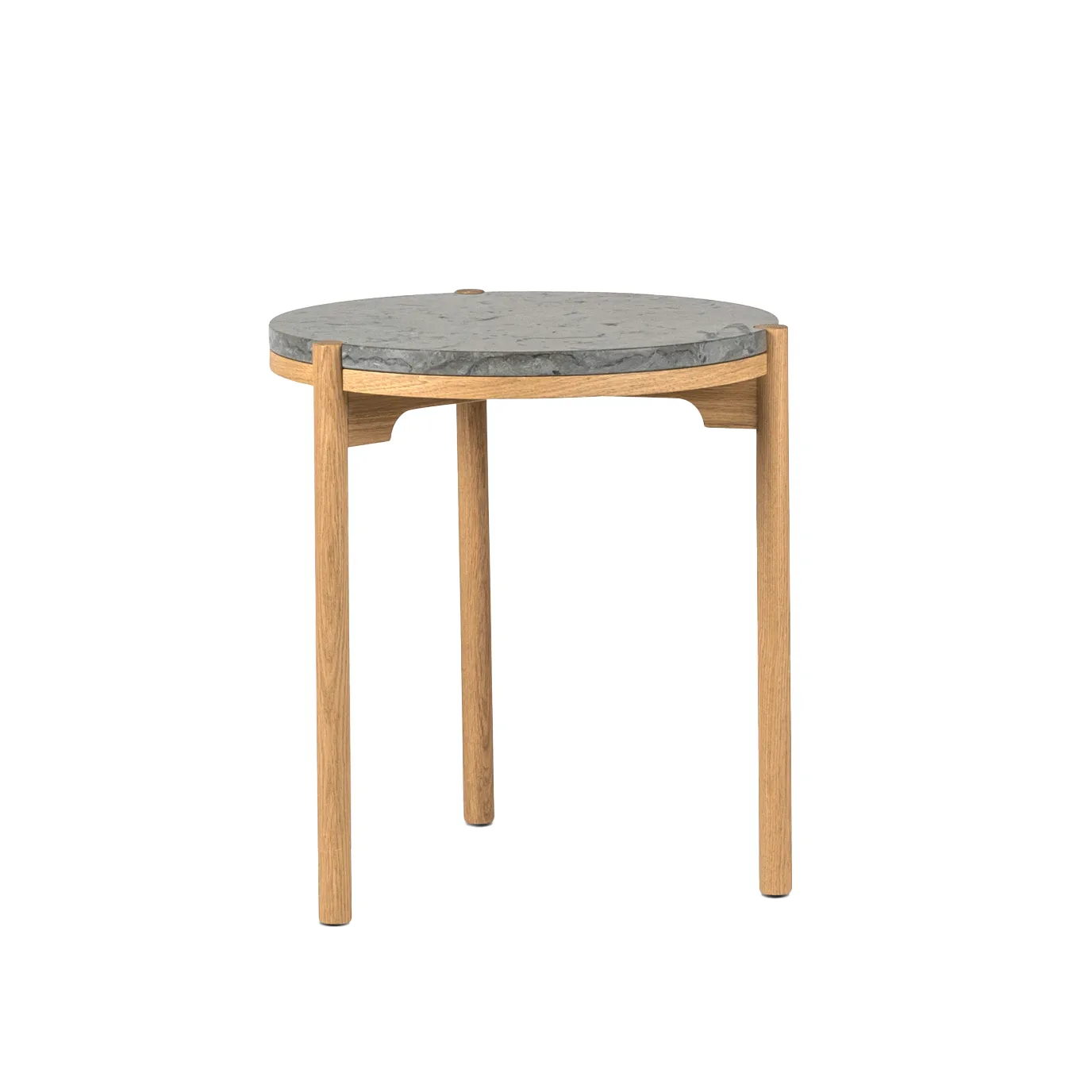 Dondo side table white pigmented oak Ø45 cm, Honed limestone Mavis