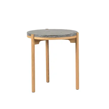 Dondo side table white pigmented oak Ø45 cm - Honed limestone - Mavis