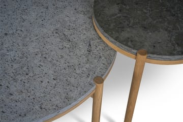 Dondo side table white pigmented oak Ø45 cm - Honed limestone - Mavis