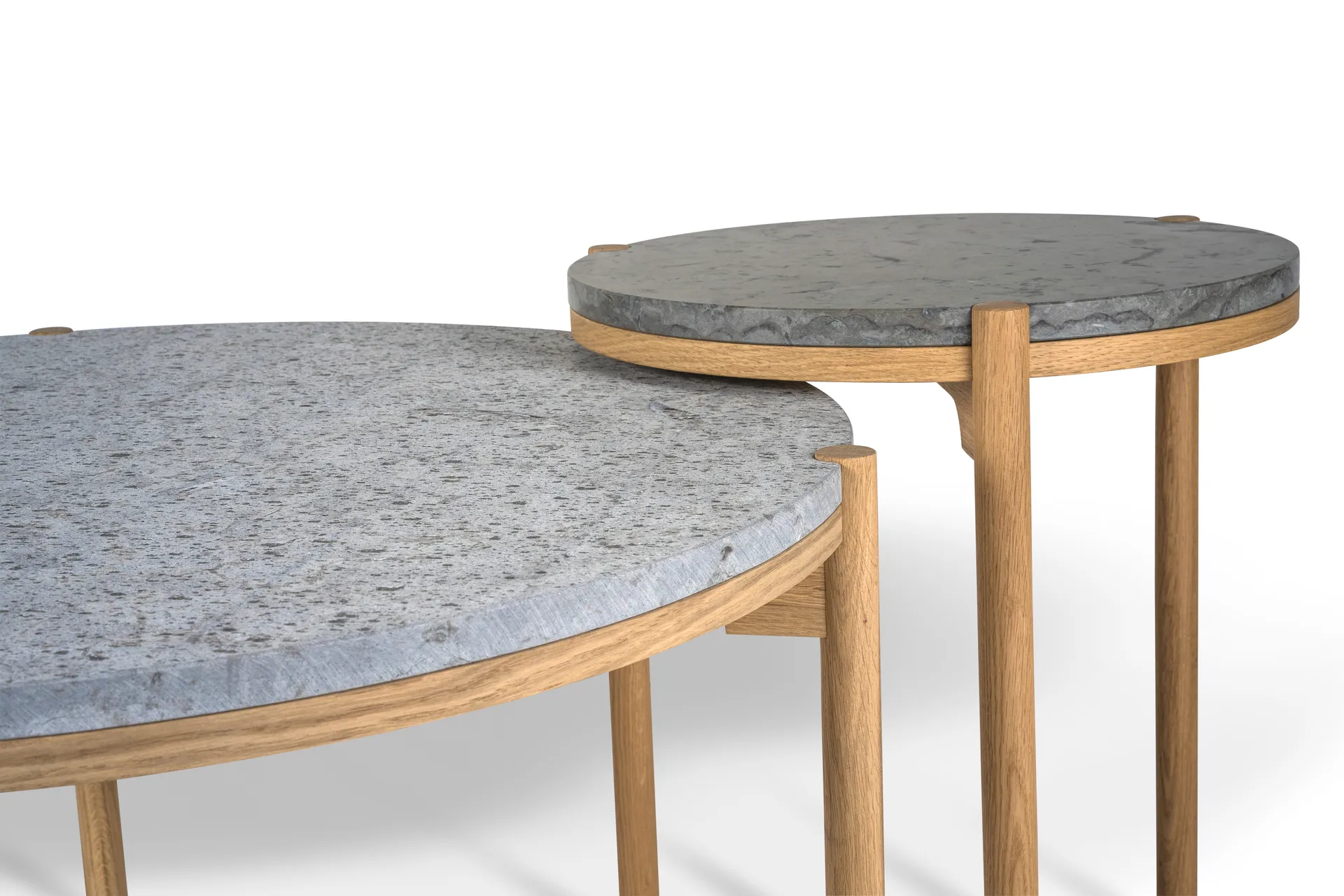 Dondo side table white pigmented oak Ø45 cm, Honed limestone Mavis