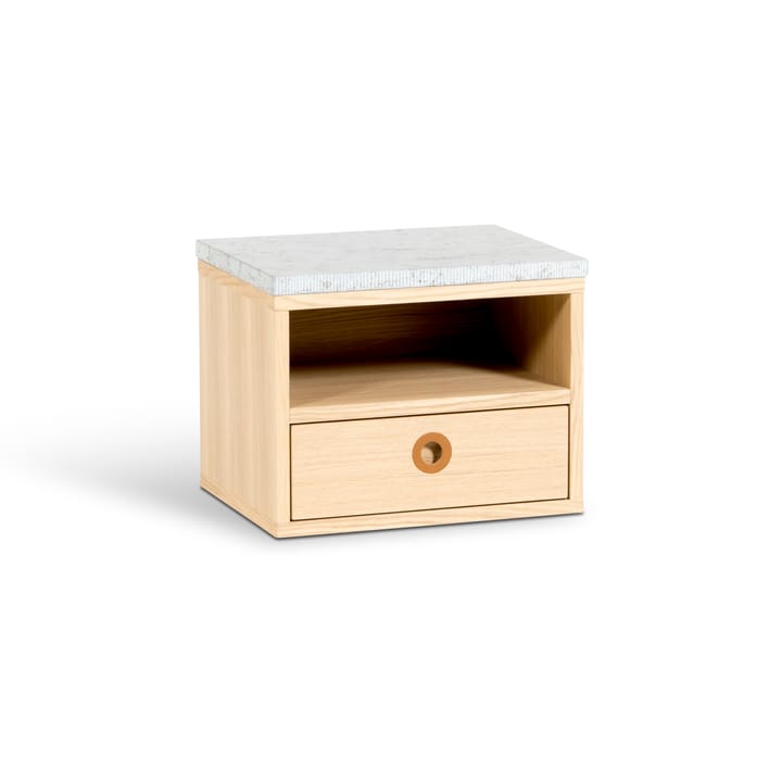 Höllviken bedside table wall-mounted - oak white pigment, limestone top, 1 drawer - Mavis