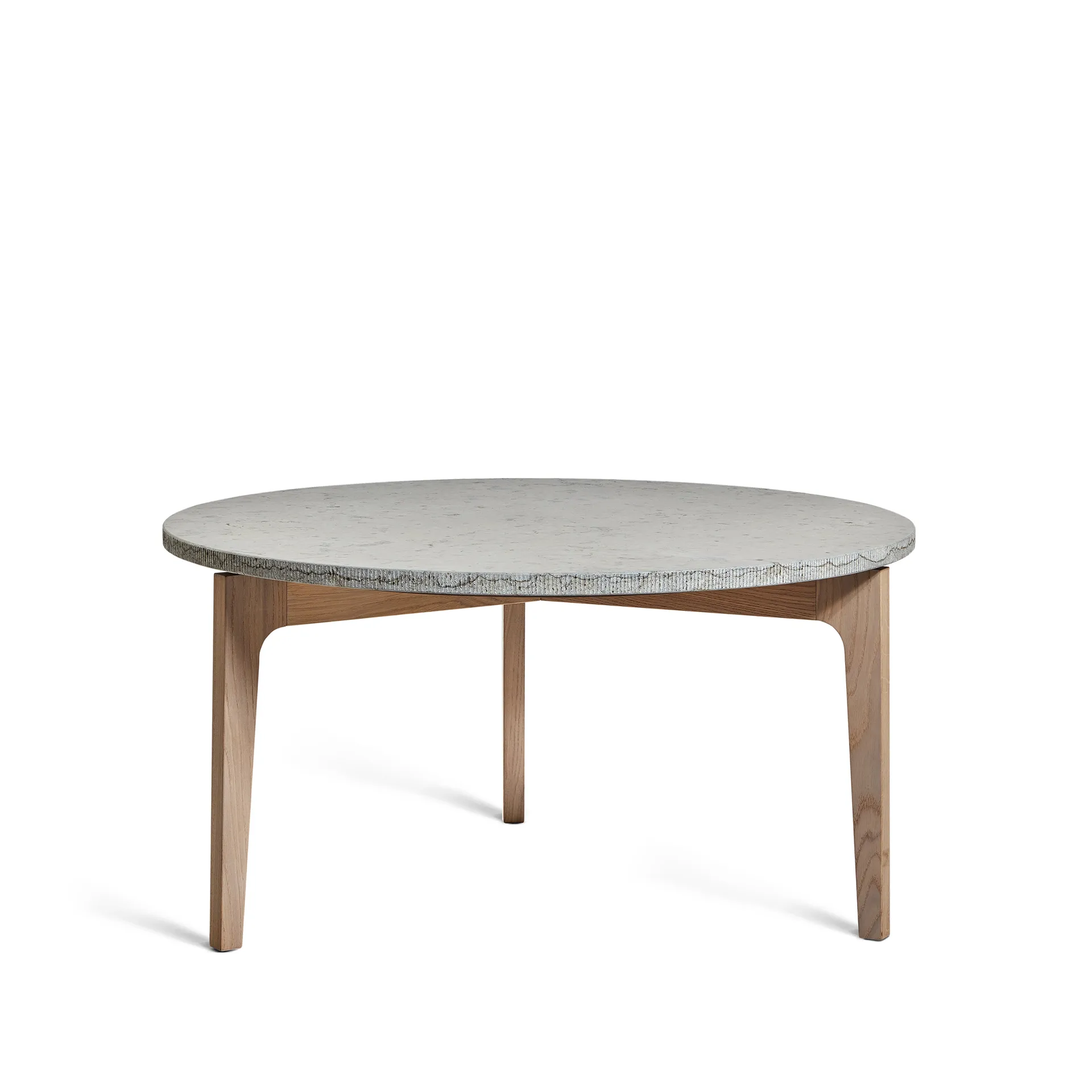 Höllviken coffee table Ø80 cm, Limestone-white pigmented oak leg Mavis
