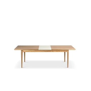 Höllviken dining table - Oak white-pigmented matte lacquer-1 insert-beige MDF á 50 cm - Mavis