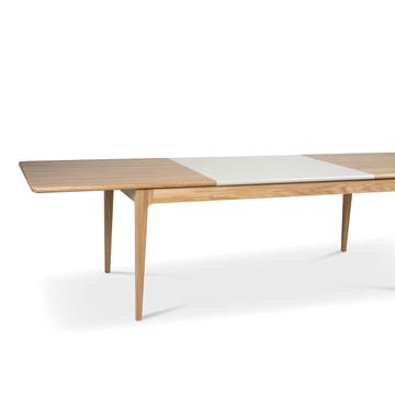 Höllviken dining table - Oak white-pigmented matte lacquer-2 insert-oak at 50 cm - Mavis