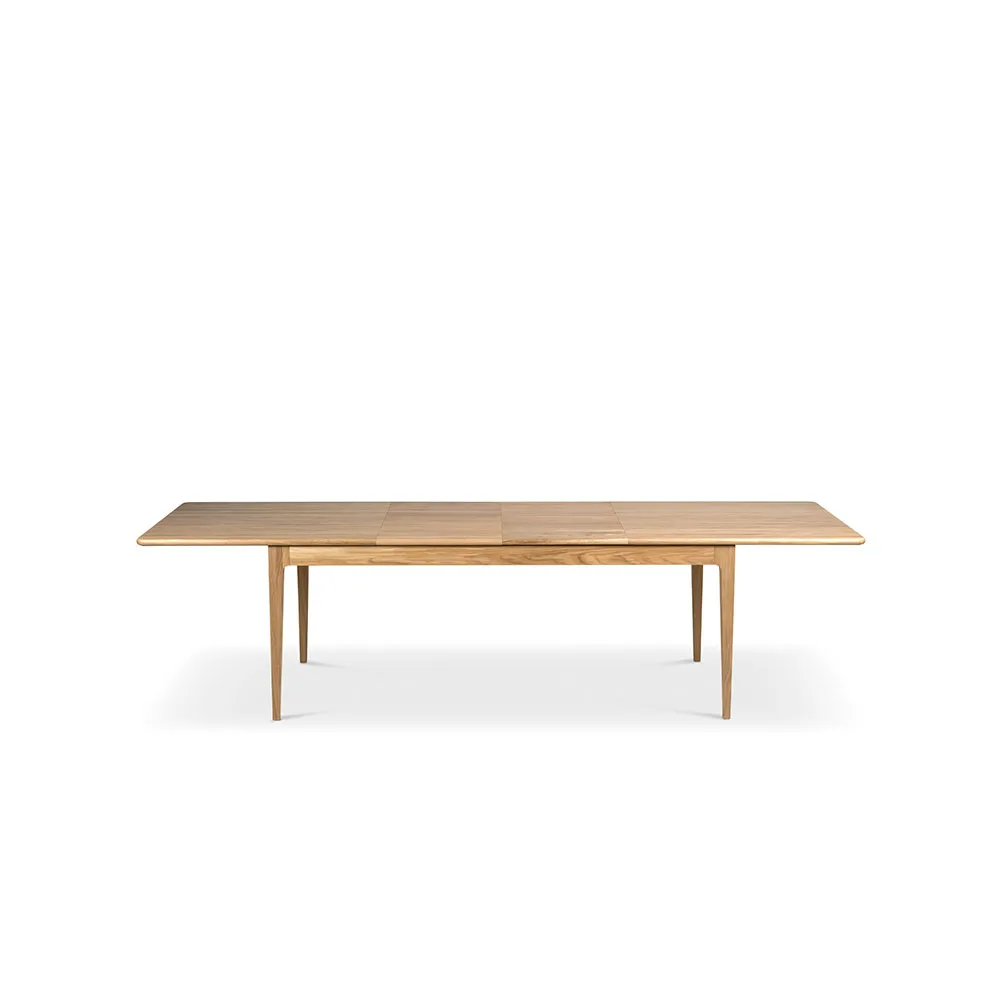 Höllviken dining table, Oak white-pigmented matte lacquer-2 insert-oak at 50 cm Mavis