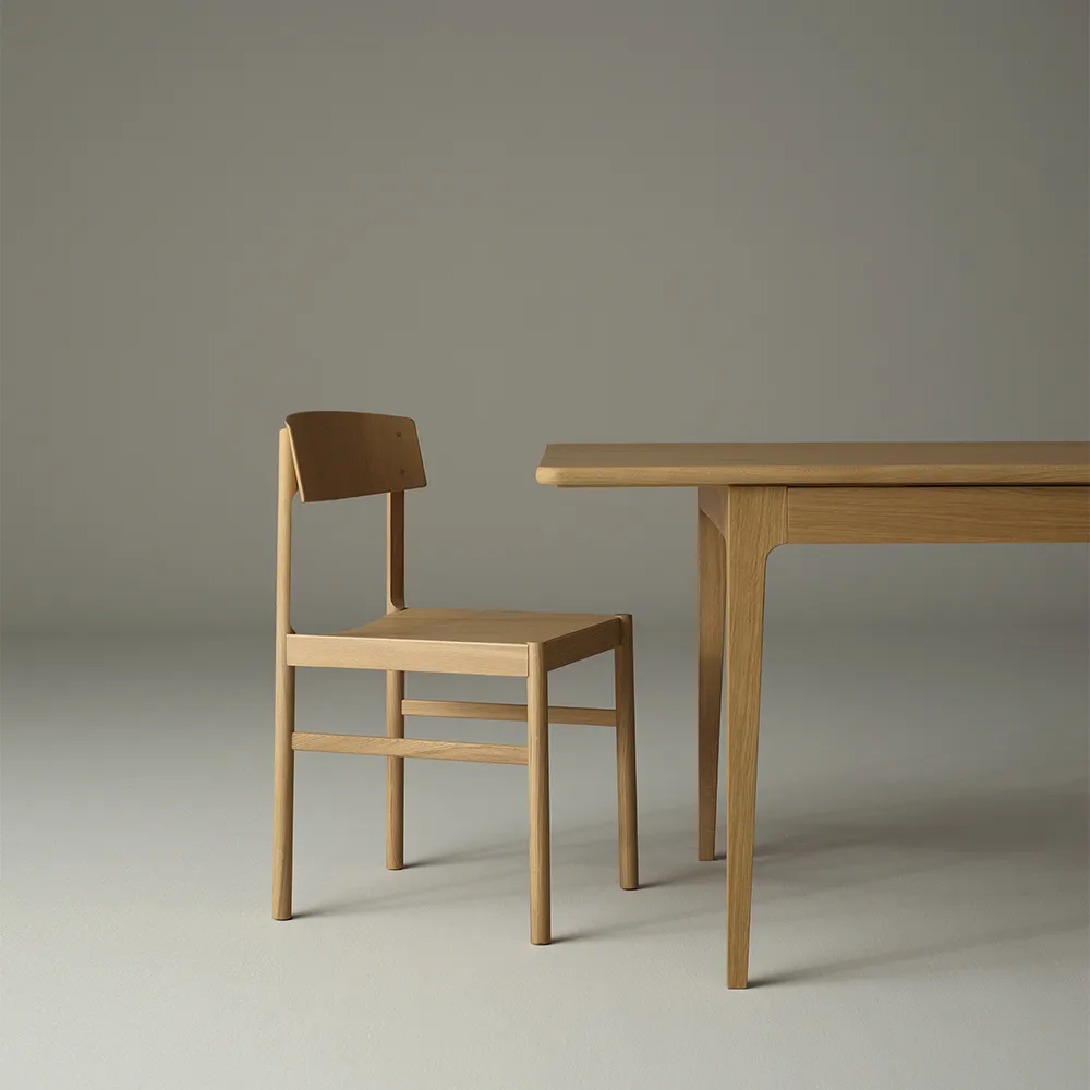 Höllviken dining table, Oak white-pigmented matte lacquer-2 insert-oak at 50 cm Mavis