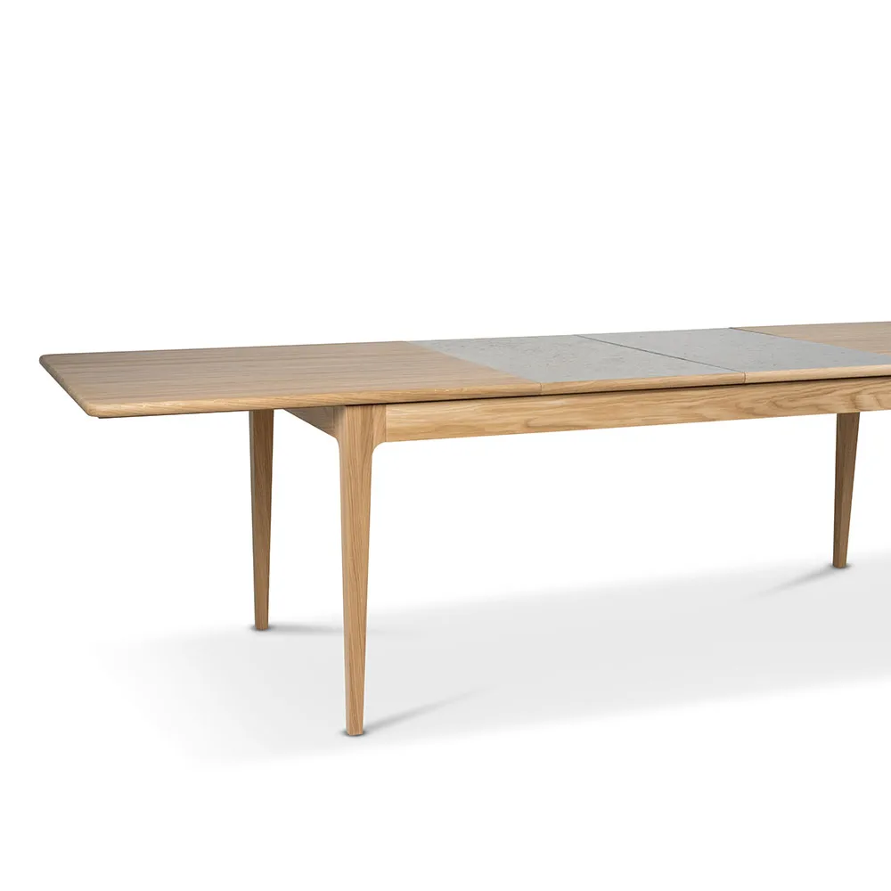 Höllviken dining table, oak white-pigmented matte lacquer, 2 leaves, beige MDF á 50 cm Mavis
