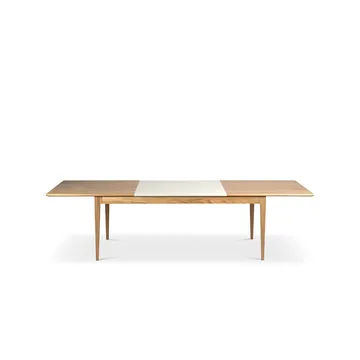 Höllviken dining table - oak white-pigmented matte lacquer, 2 leaves, beige MDF á 50 cm - Mavis