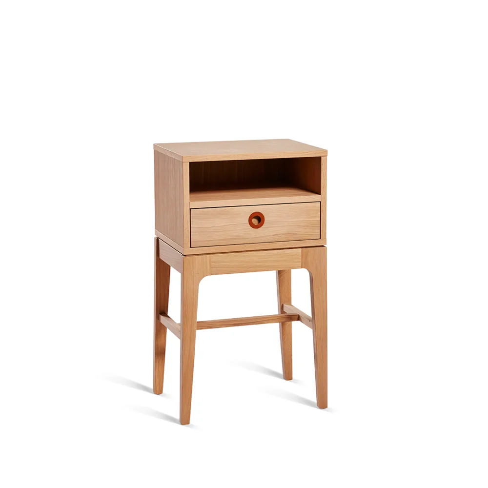 Höllviken high leg bedside table, oak white pigmented Mavis