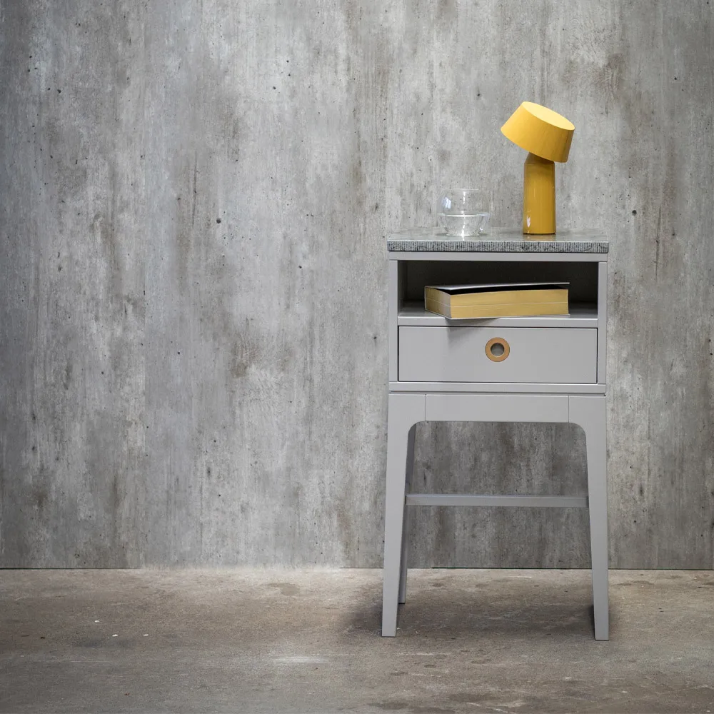 Höllviken high leg bedside table, oak white pigmented Mavis