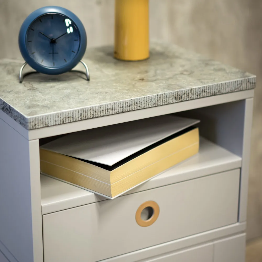 Höllviken high leg bedside table, oak white pigmented Mavis