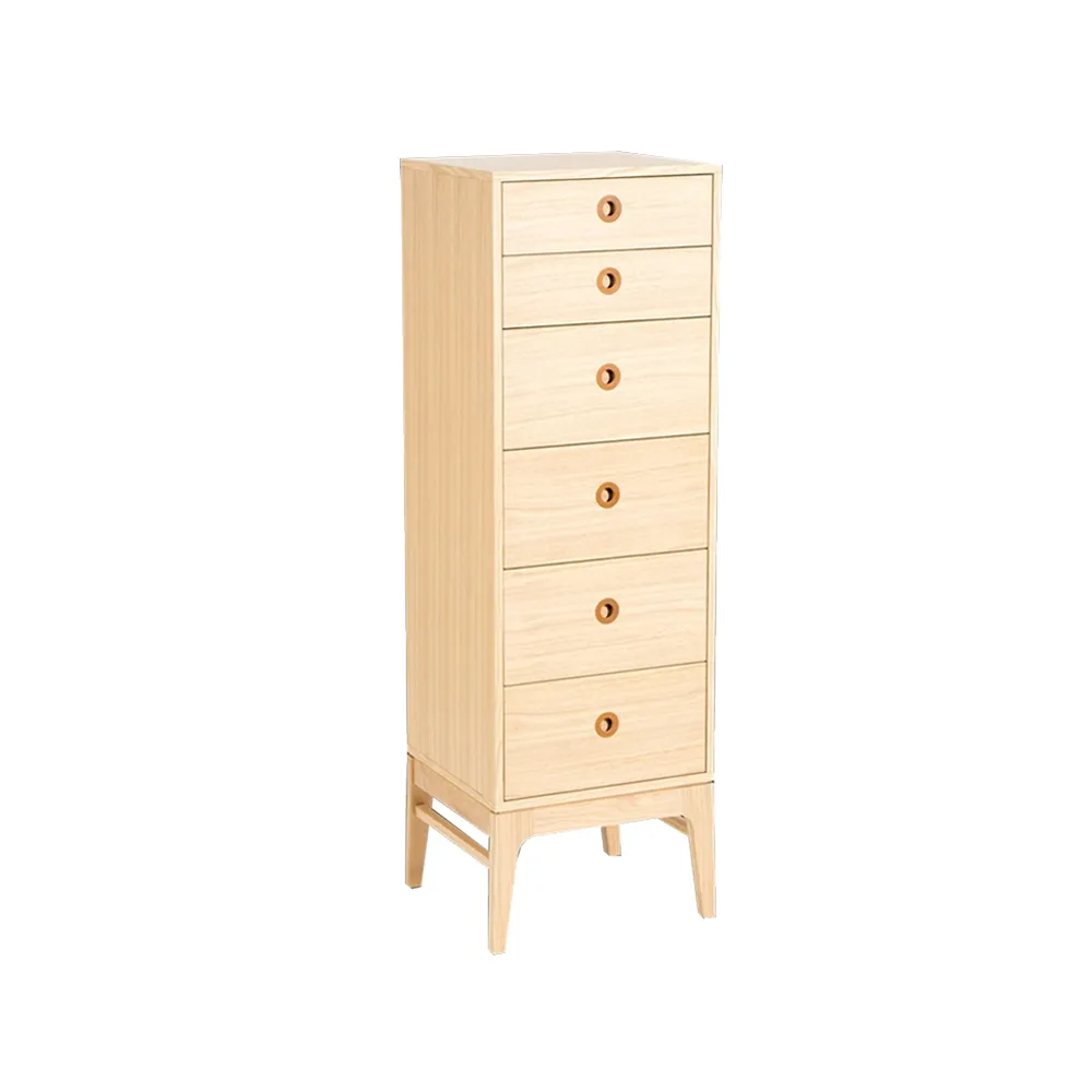 Höllviken Narrow chest of drawers, oak whitepigment, 6 drawers Mavis