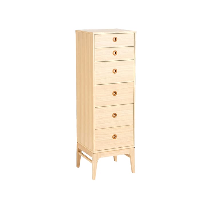 Höllviken Narrow chest of drawers - oak whitepigment, 6 drawers - Mavis