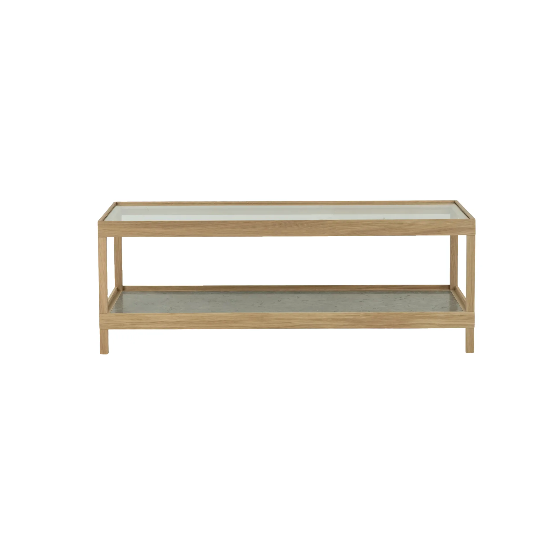 Ima coffee table 125x50 cm, White pigmented matt-lacquered oak, limestone Mavis