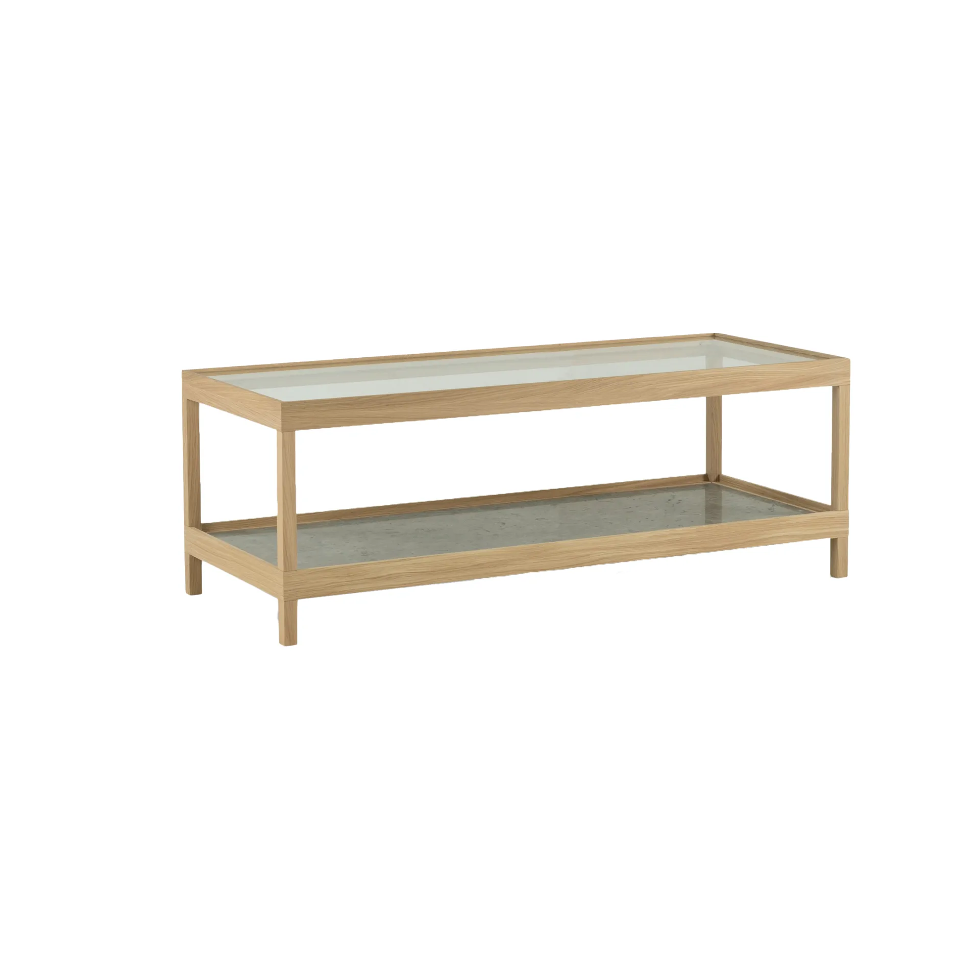 Ima coffee table 125x50 cm, White pigmented matt-lacquered oak, limestone Mavis