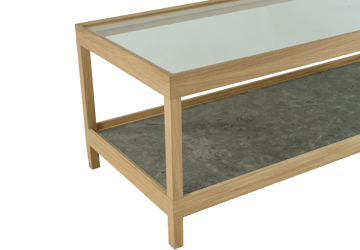 Ima coffee table 125x50 cm - White pigmented matt-lacquered oak, limestone - Mavis