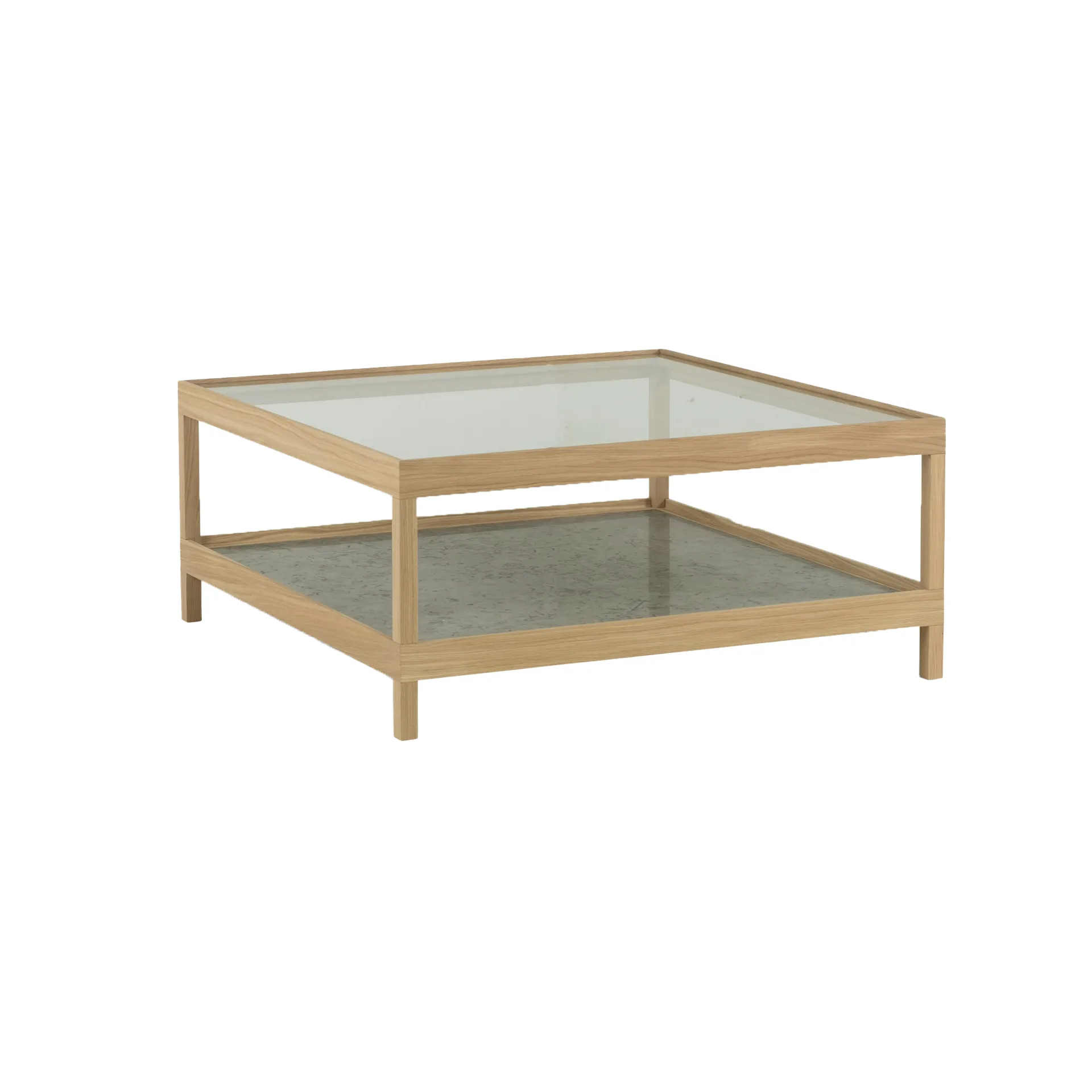 Ima coffee table 90x90 cm, White pigmented, matte lacquered oak, limestone Mavis