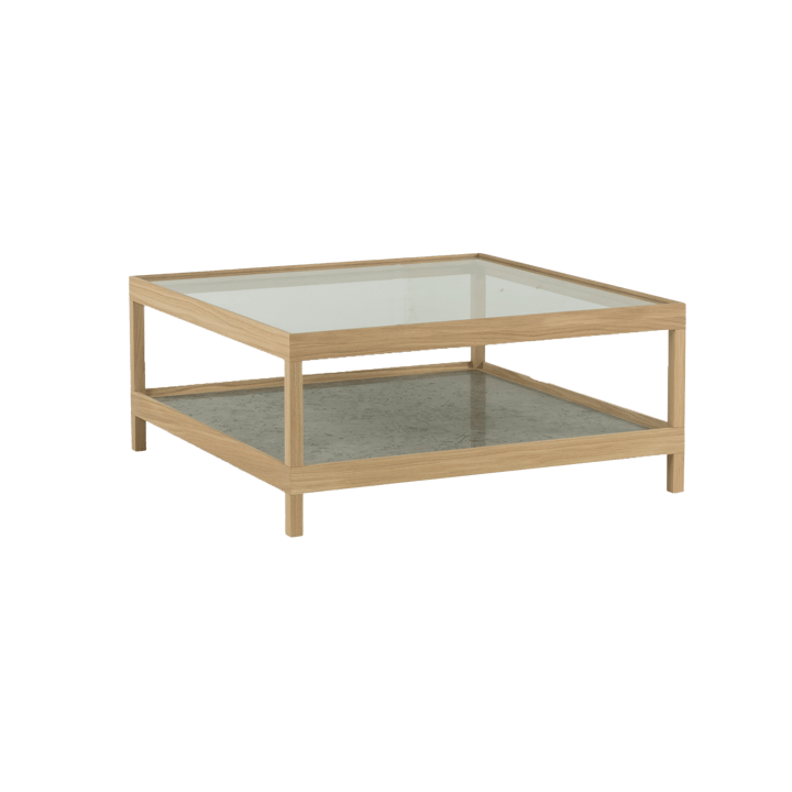 Ima coffee table 90x90 cm, White pigmented, matte lacquered oak, limestone Mavis