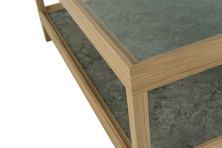 Ima coffee table 90x90 cm, White pigmented, matte lacquered oak, limestone Mavis