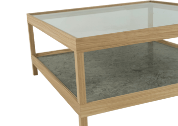Ima coffee table 90x90 cm - White pigmented, matte lacquered oak, limestone - Mavis