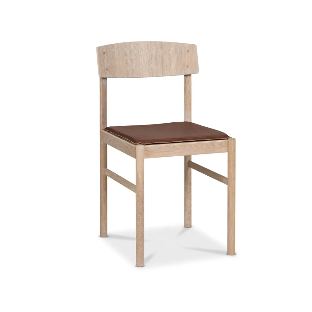 Red chair seat, leather cognac Mavis