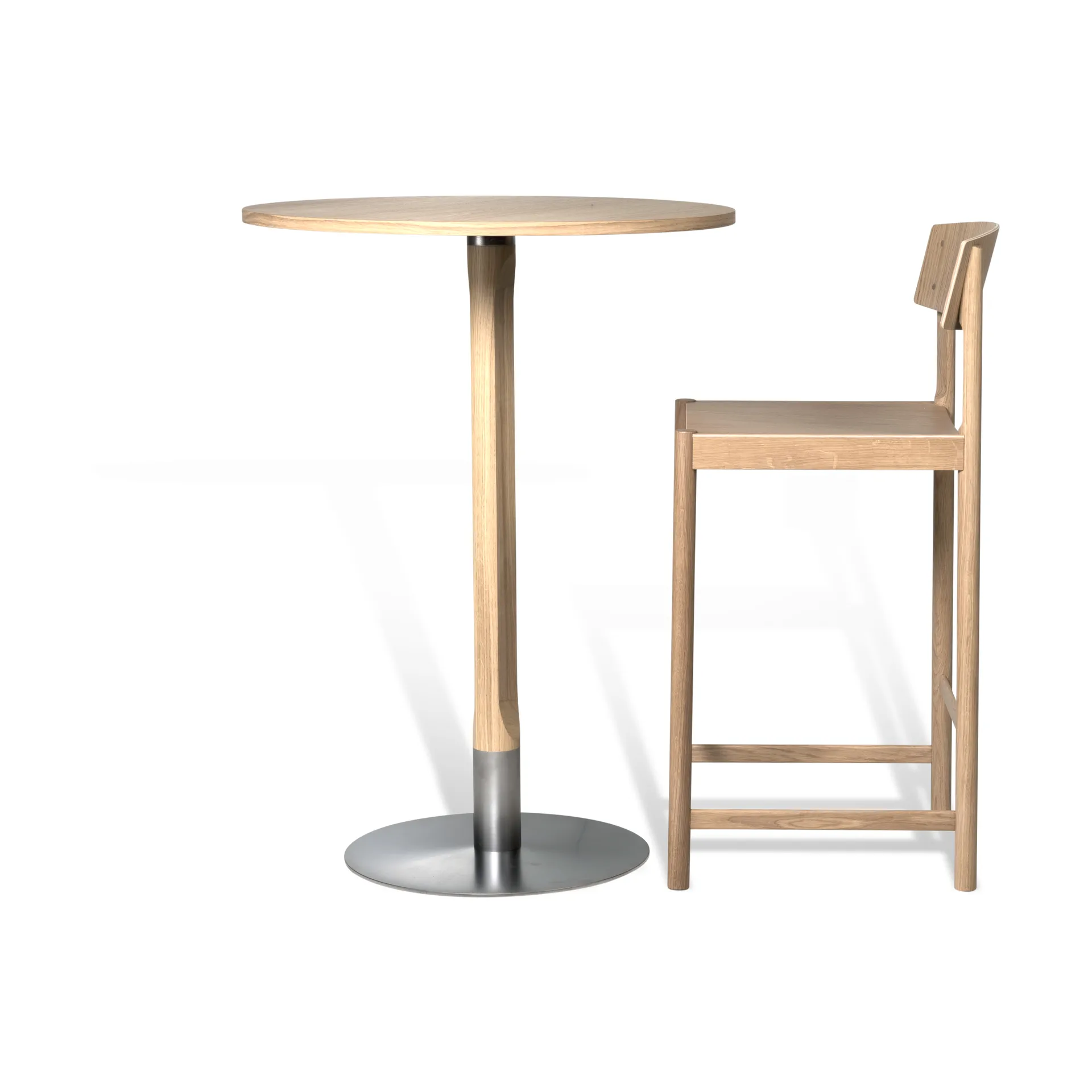 Rod bar table Ø70 cm, White pigmented matte lacquered oak Mavis