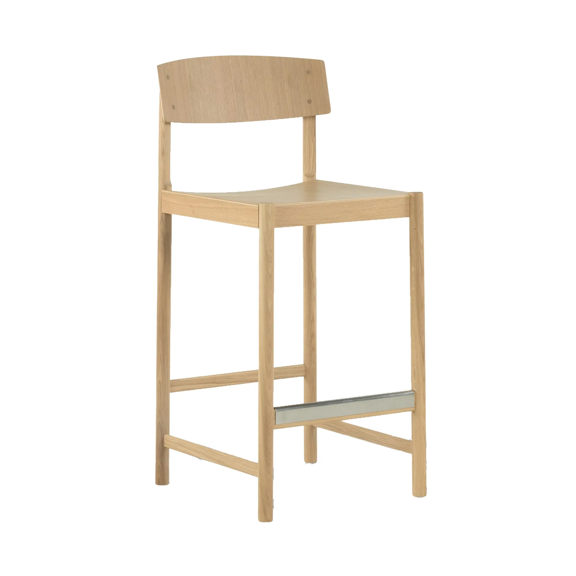 Rod barstool 65 cm, White pigmented matte lacquered oak Mavis