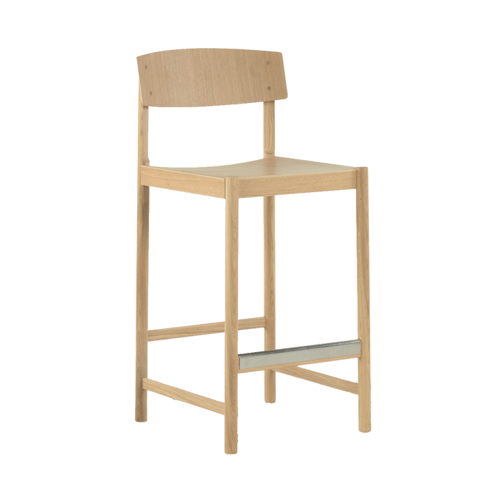 Rod barstool 65 cm, White pigmented matte lacquered oak Mavis
