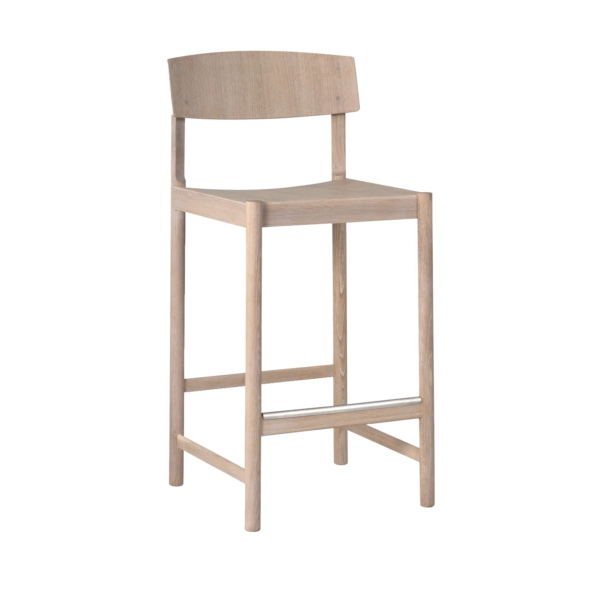 Rod barstool 65 cm, White waxed oak Mavis