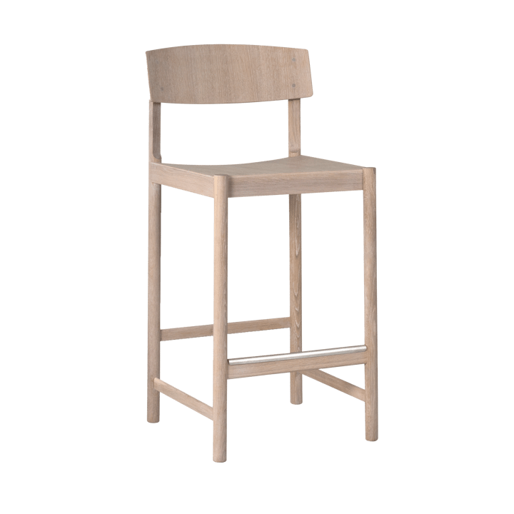 Rod barstool 65 cm, White waxed oak Mavis