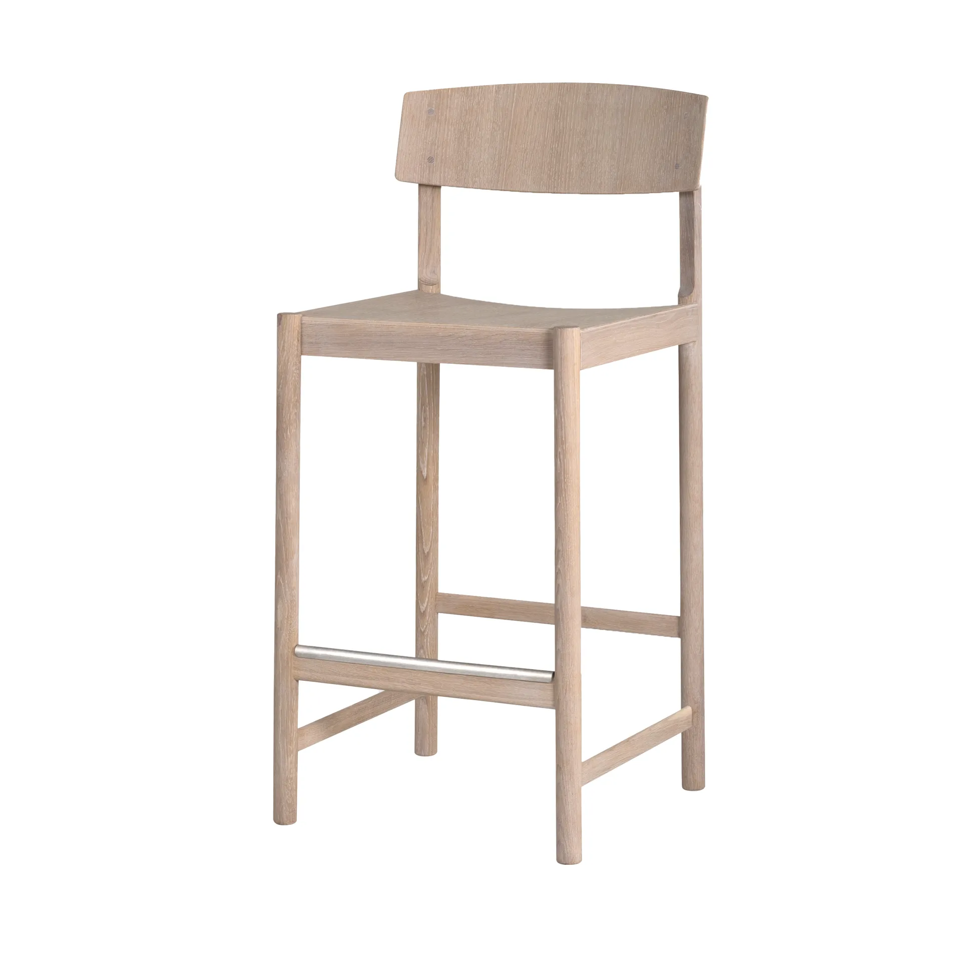 Rod barstool 65 cm, White waxed oak Mavis