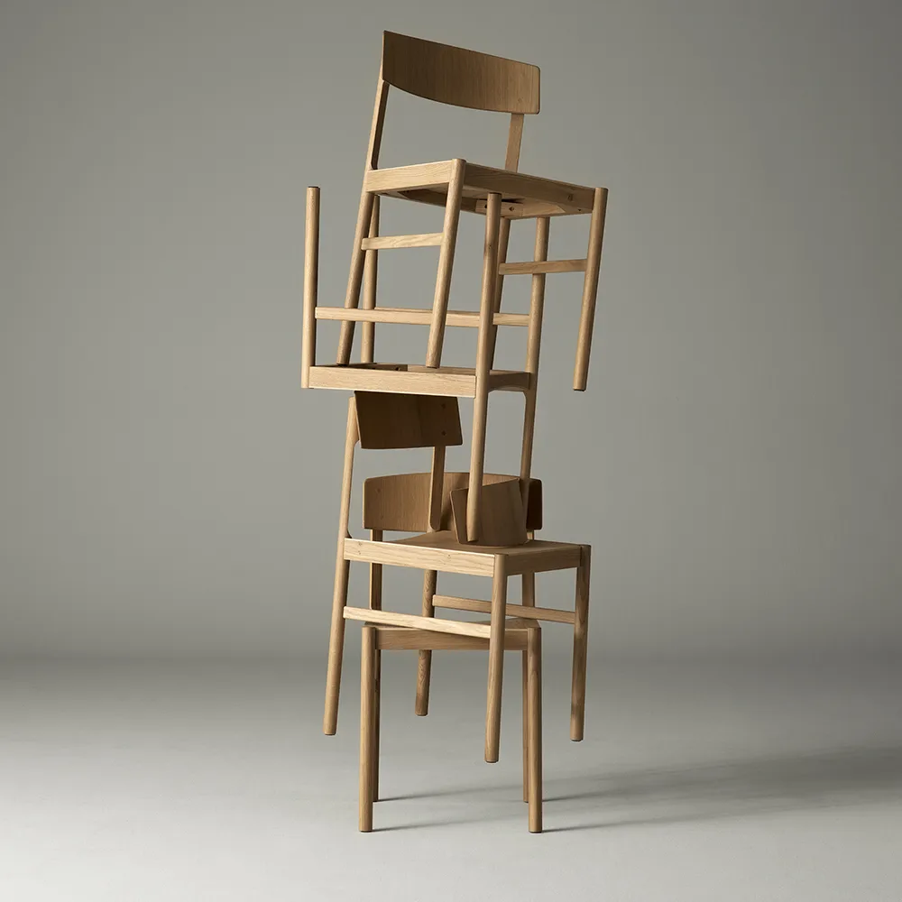 Rod chair, White pigmented matte lacquered oak Mavis