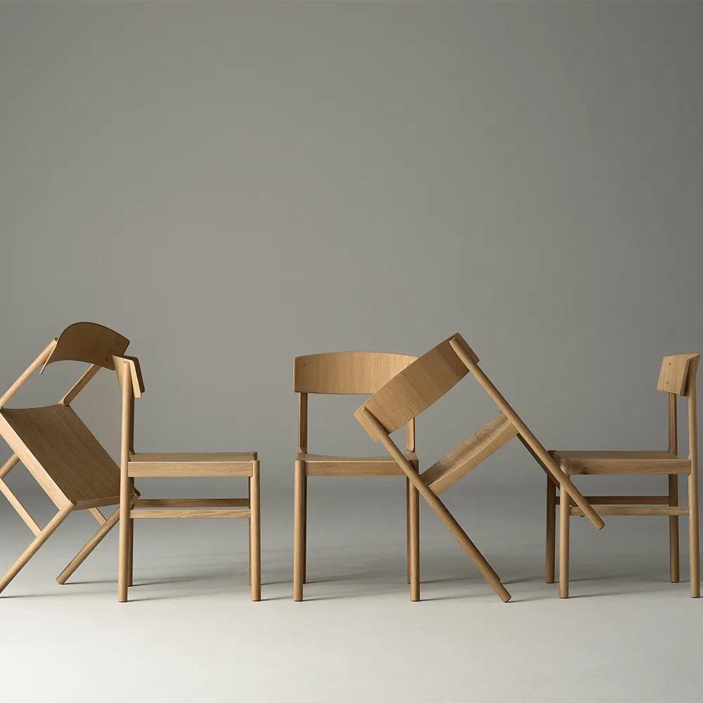 Rod chair, White pigmented matte lacquered oak Mavis