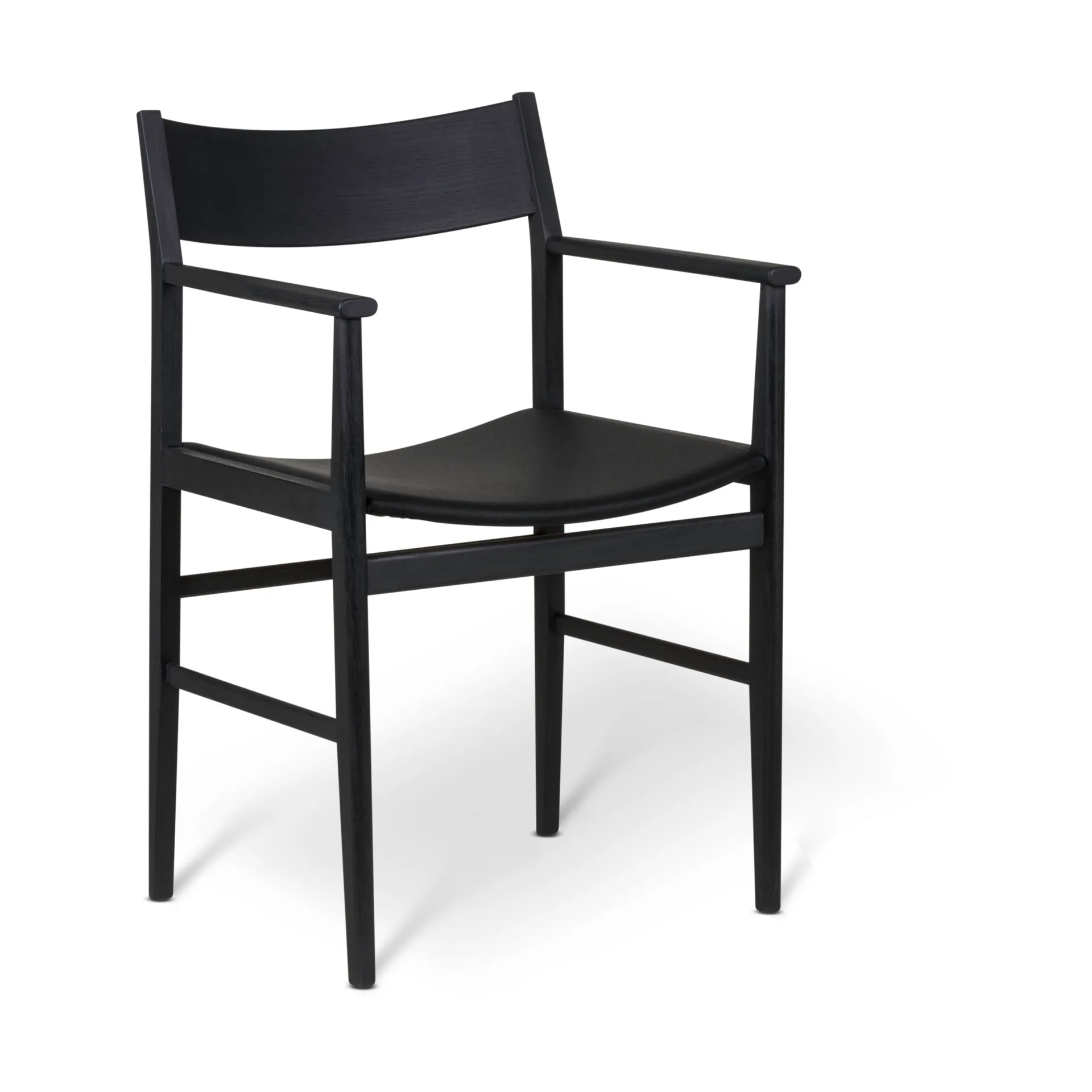 Siza armchair, Black stained ash - leather seat Mavis