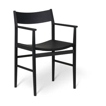 Siza armchair - Black stained ash - leather seat - Mavis