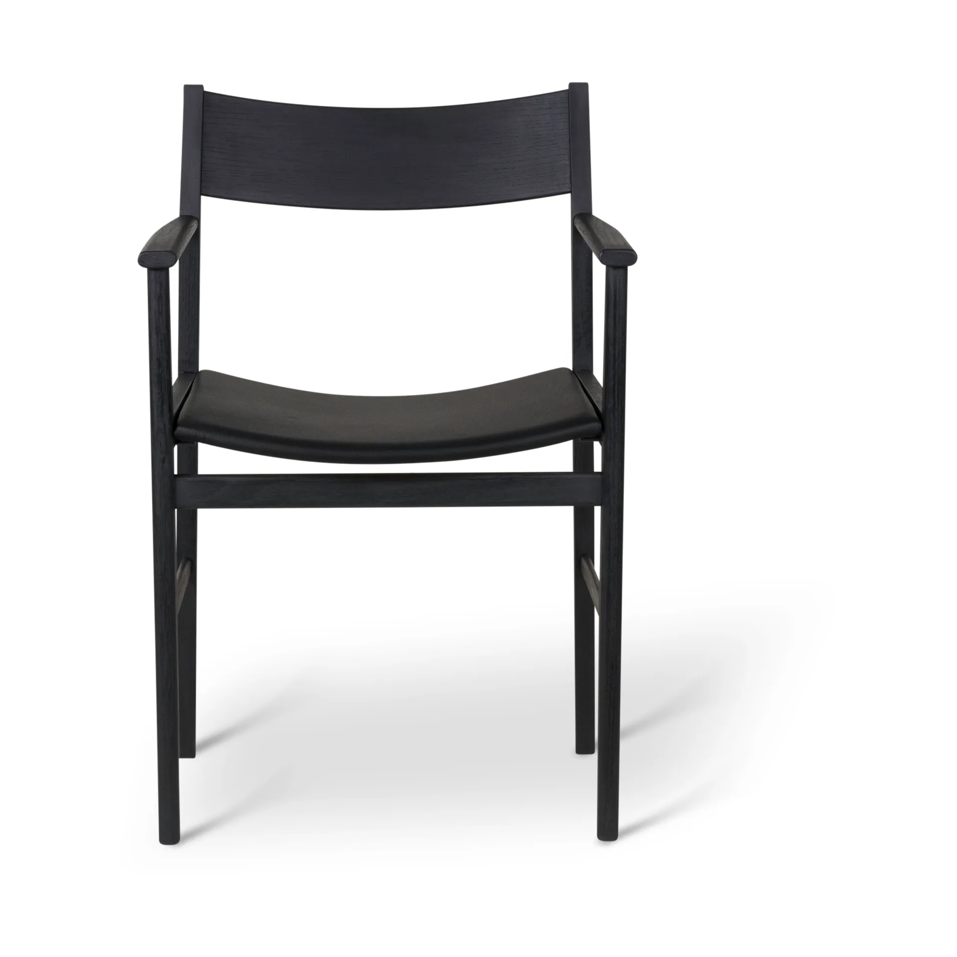 Siza armchair, Black stained ash - leather seat Mavis