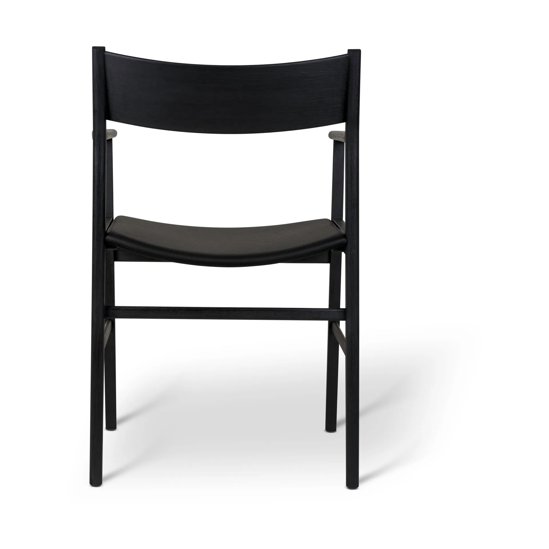 Siza armchair, Black stained ash - leather seat Mavis