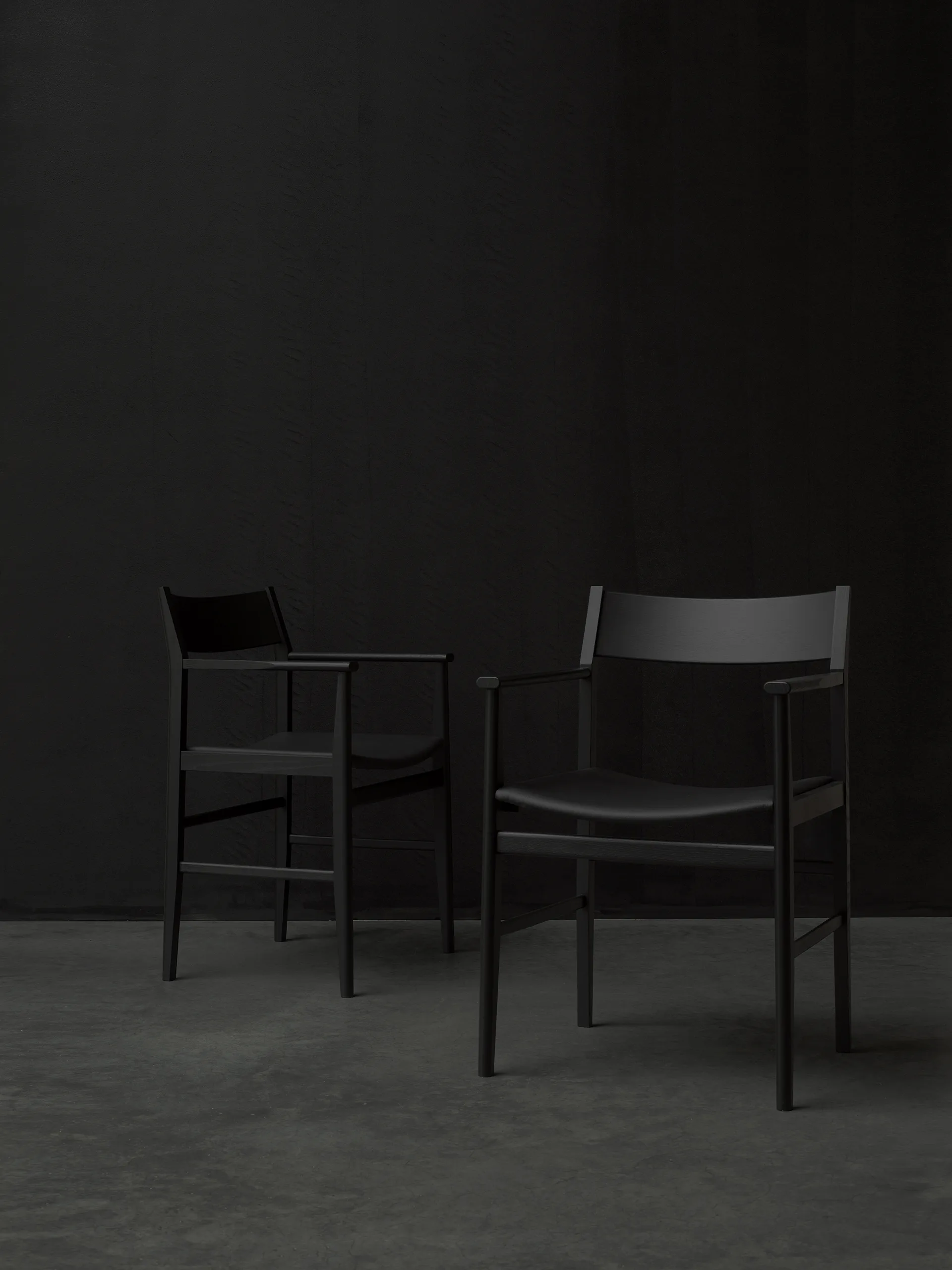 Siza armchair, Black stained ash - leather seat Mavis