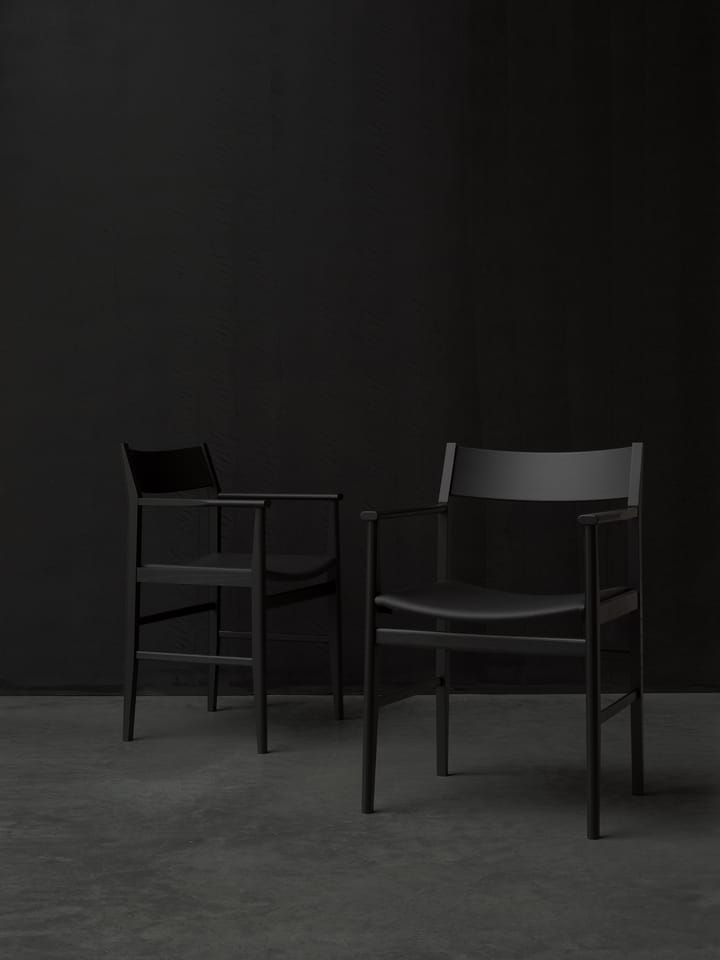 Siza armchair, Black stained ash - leather seat Mavis
