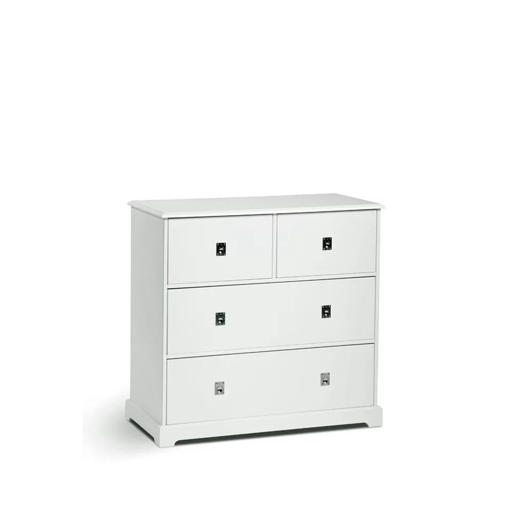 Smögen chest of drawers, white, 4 drawers, chrome Mavis