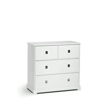 Smögen chest of drawers - white, 4 drawers, chrome - Mavis