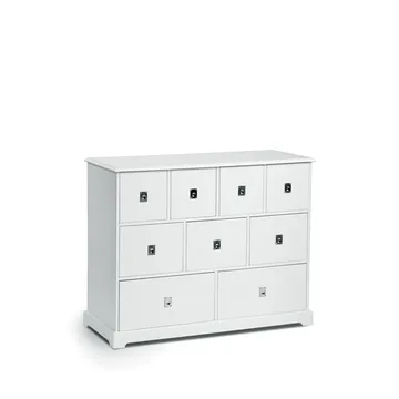 Smögen chest of drawers - white, 9 drawers, chrome - Mavis